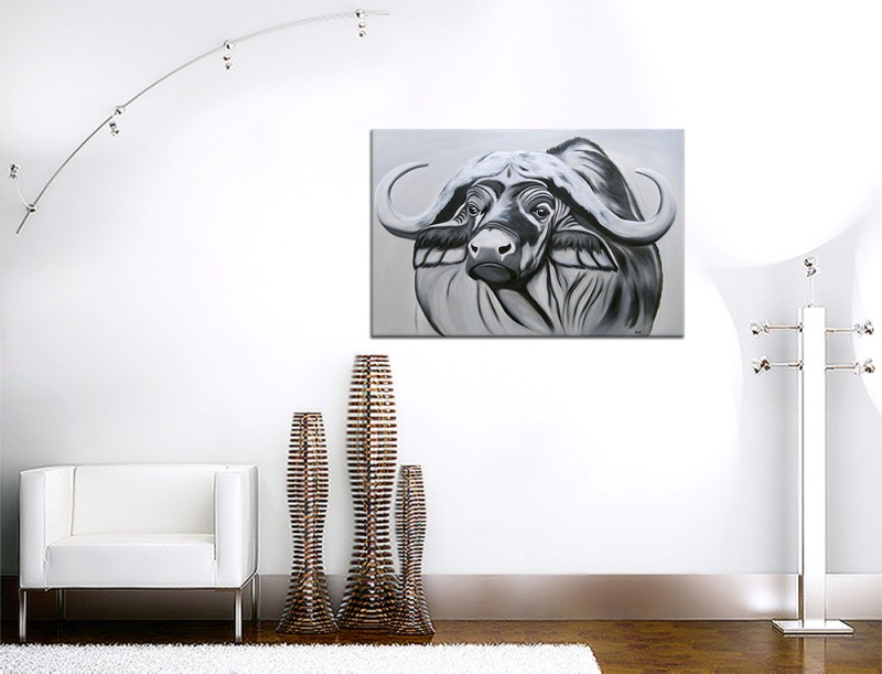 Gemälde Acryl Original abstrakte Malerei Kunst modern Büffel Portrait Unikat Tier Bild handgemalt
