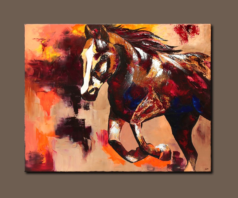 Gemälde Acryl Pferd Galopp abstrakte Malerei moderne Kunst Tiere Bild Portrait Western Landschaft handgemalt Unikat ORIGINAL