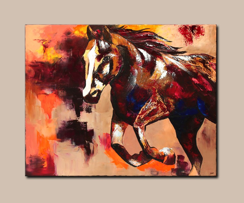 Gemälde Acryl Pferd Galopp abstrakte Malerei moderne Kunst Tiere Bild Portrait Western Landschaft handgemalt Unikat ORIGINAL