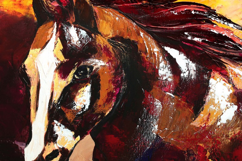 Gemälde Acryl Pferd Galopp abstrakte Malerei moderne Kunst Tiere Bild Portrait Western Landschaft handgemalt Unikat ORIGINAL